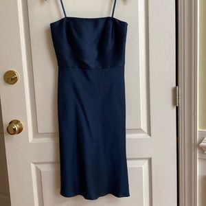 Strapless satin dress with detachable straps